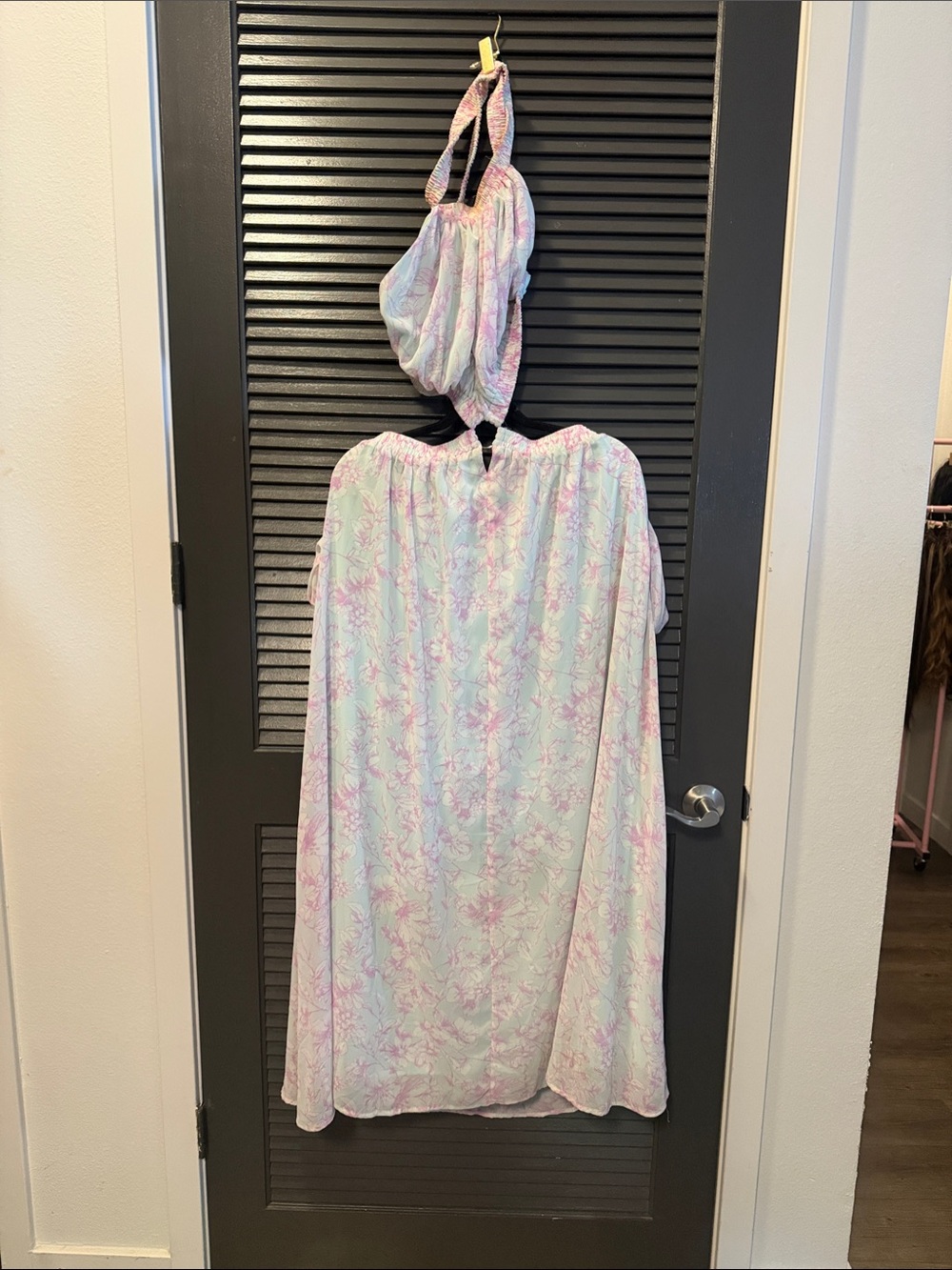 Pastel Floral Halter Maxi Dress with pockets